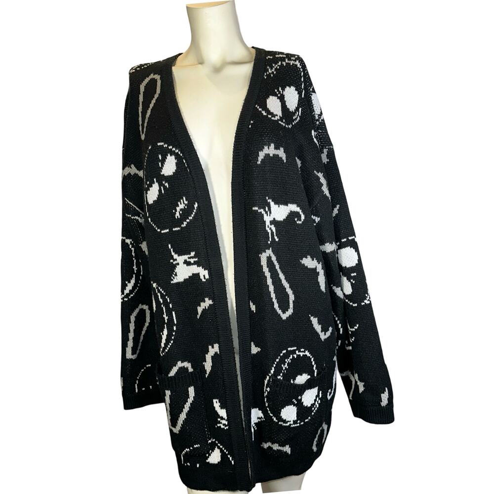 Disney Nightmare Before Christmas Black Open Front Back Lace Cardigan Size XL